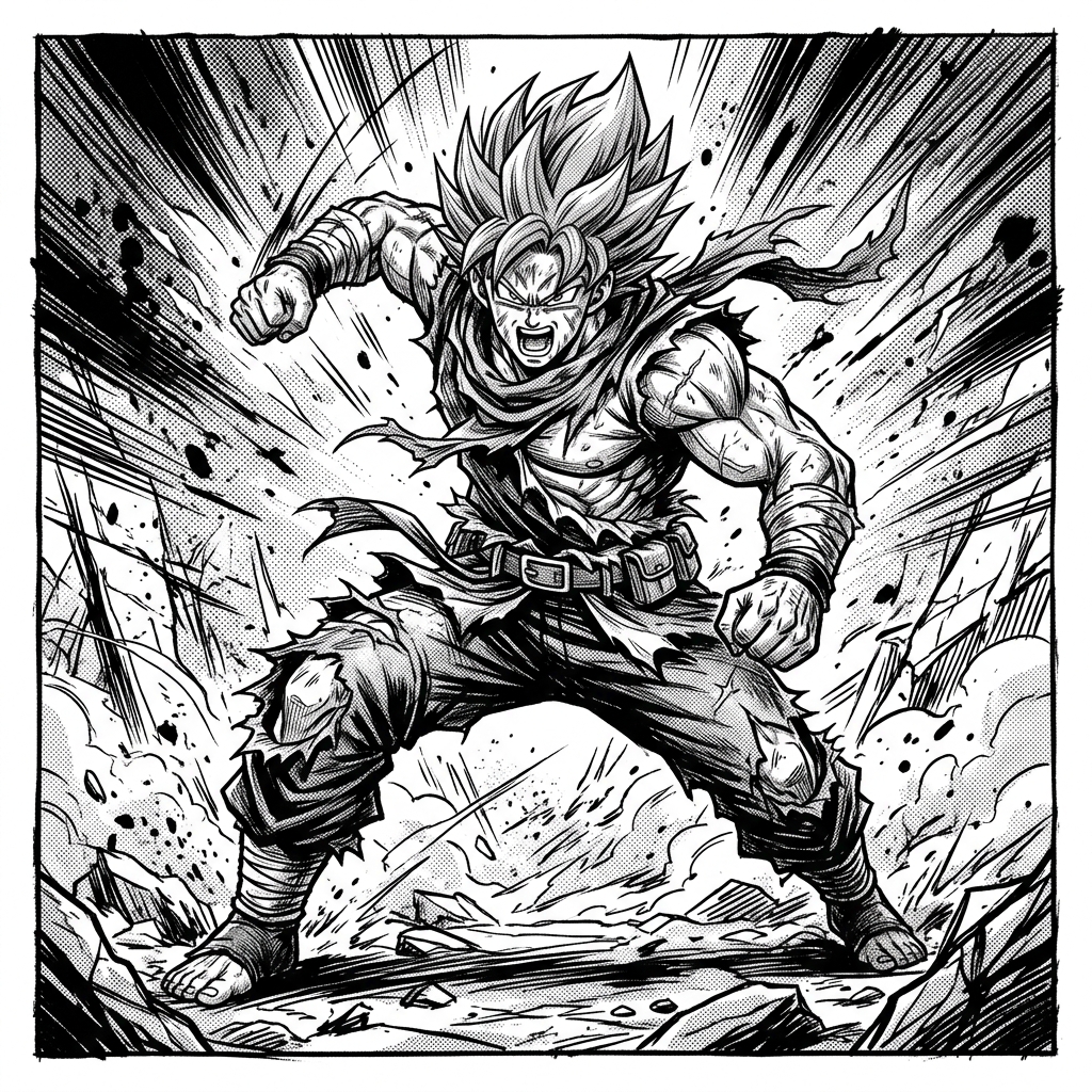 Personagem manga guerreiro